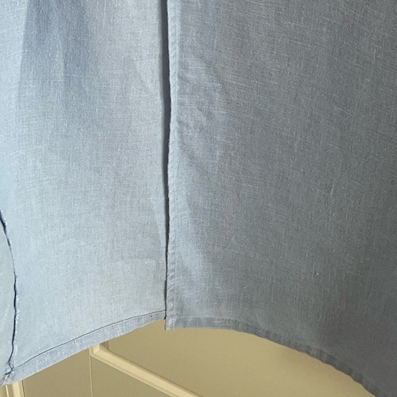 Vintage Sweet Jessie Bohemian Sky Blue Cottagecore 100% Linen Maxi Dress MP - Picture 4 of 11